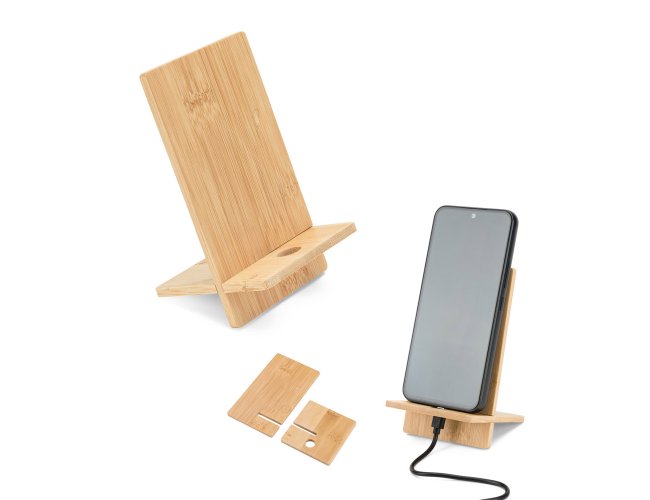 GALEN. Suporte para celular em bambu, desmontável em duas partes